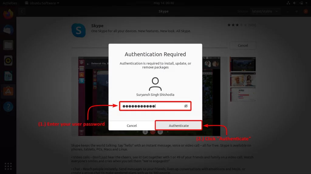Enter Your User Password To Authenticate