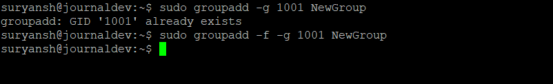 Force Option With Specifying Group ID