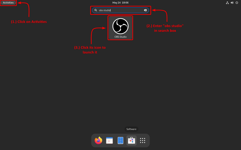 Launching OBS Studio From Activities In Fedora