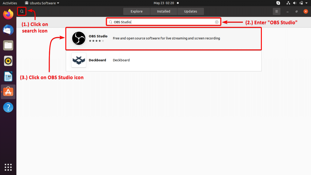 Search For OBS Studio In The Ubuntus Software Center