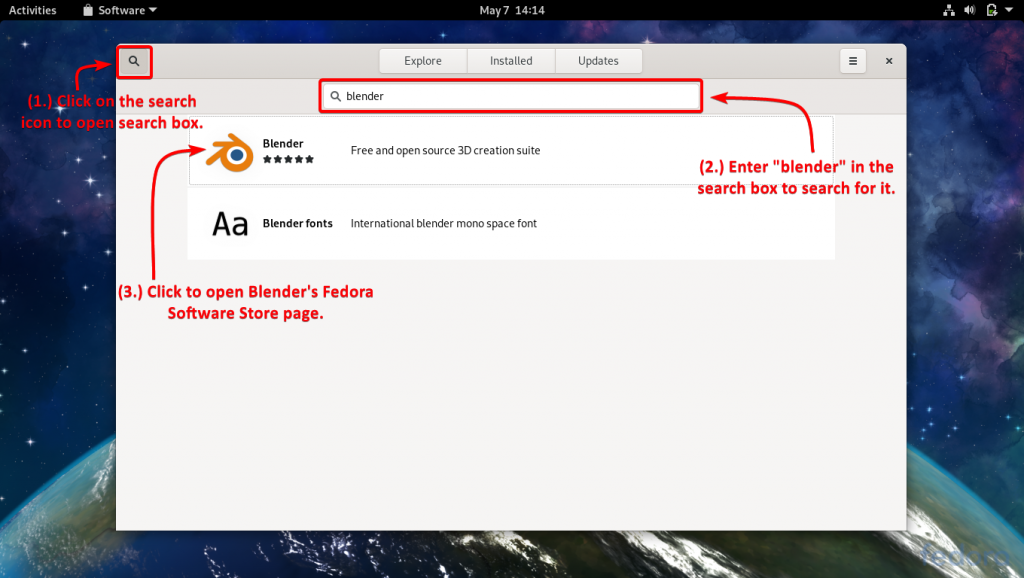 Searching For Blender In Fedoras Software Store 1