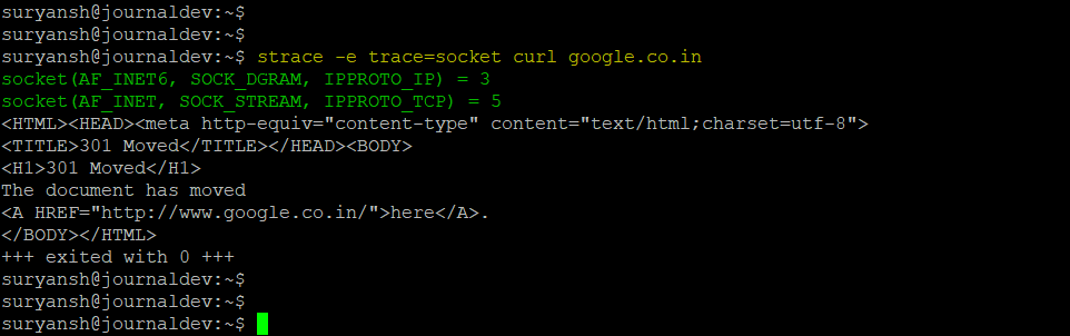 Strace Command Output For The Sockets System Call Only