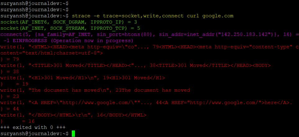 Strace Command Output With A Particular Set Of System Calls