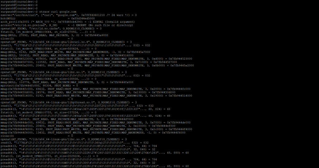 Strace On Curl Command
