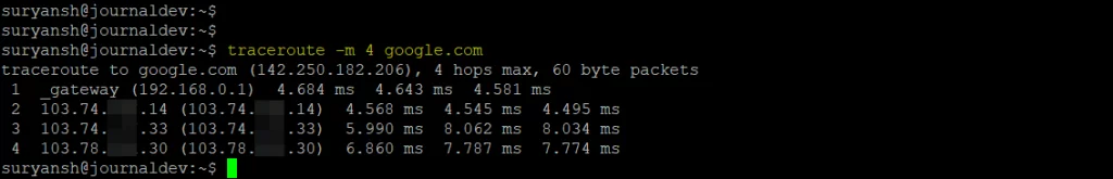 Traceroute Command With Maximum Hops Can Be Made