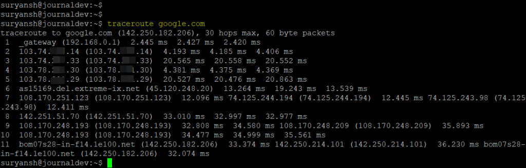 Traceroute Output