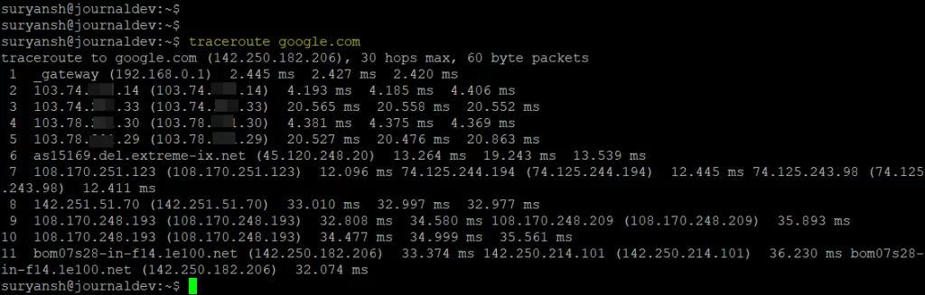 Traceroute Output