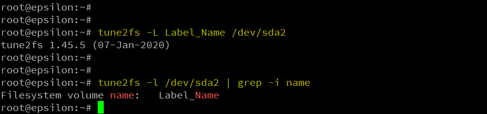 Setting Volume Label With Tune2fs Command