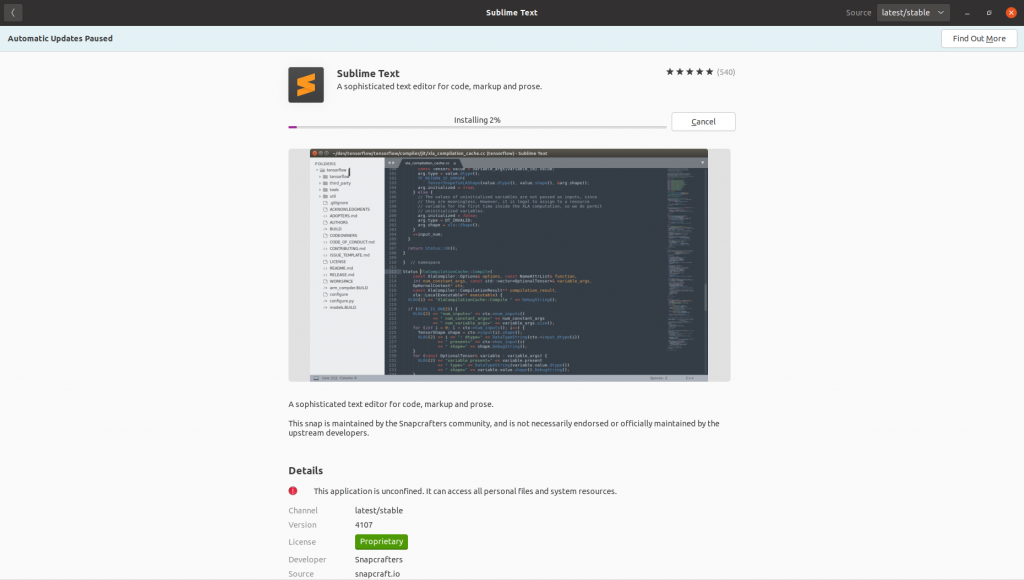 Sublime Text Installation In Progress