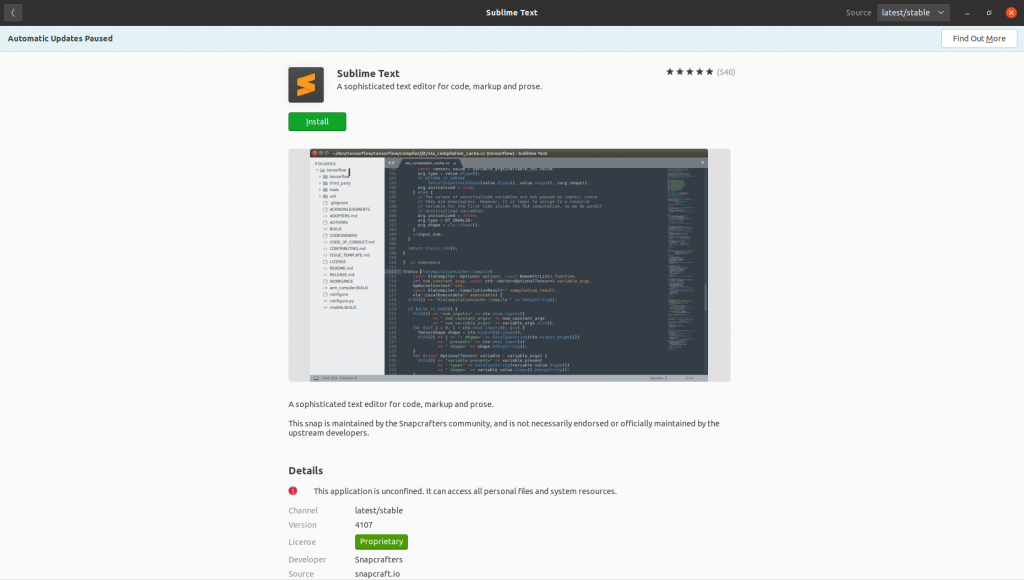 Sublime Text In Ubuntu Software Center