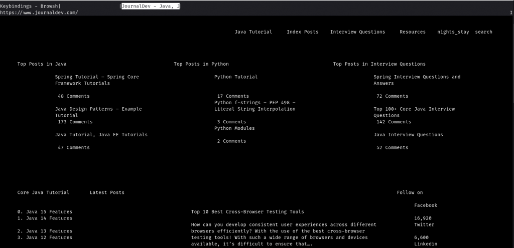 Browsh Journaldev Monochrome