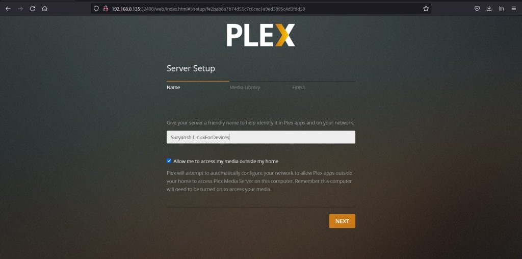 Choose A Name For Your Plex Media Server