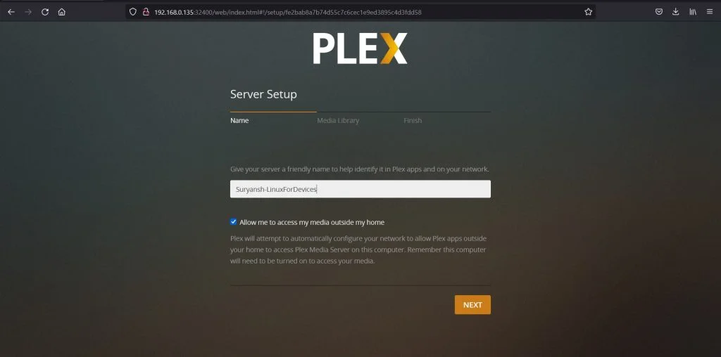 Choose A Name For Your Plex Media Server