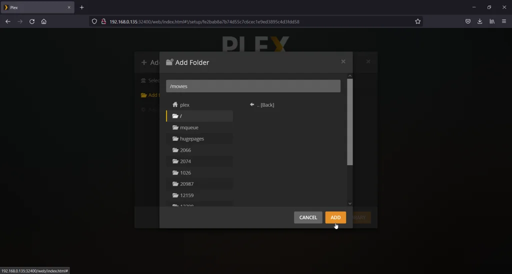 Locate And Click On Your Media Folder Then Click ADD