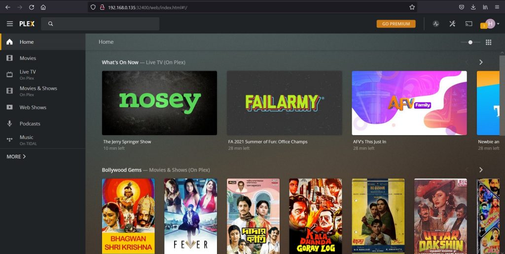 Plex Media Server Homepage