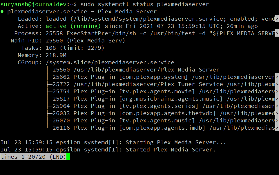 Plex Media Server Status