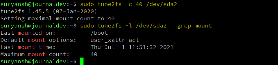 Setting Maximum Mount Count