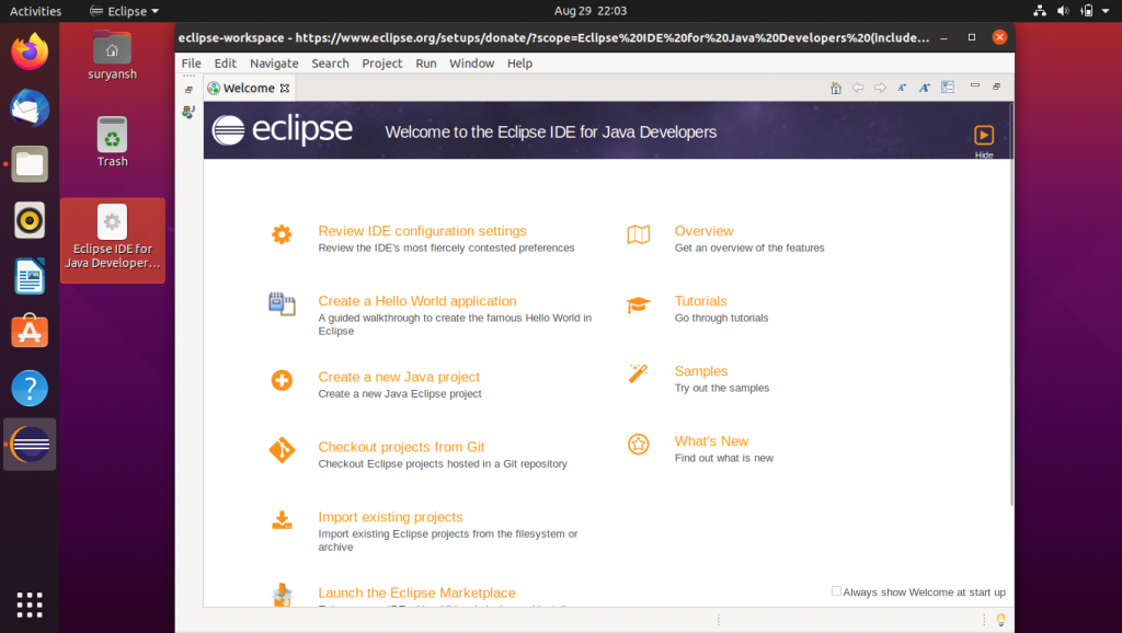 Eclipse IDE On Ubuntu Desktop
