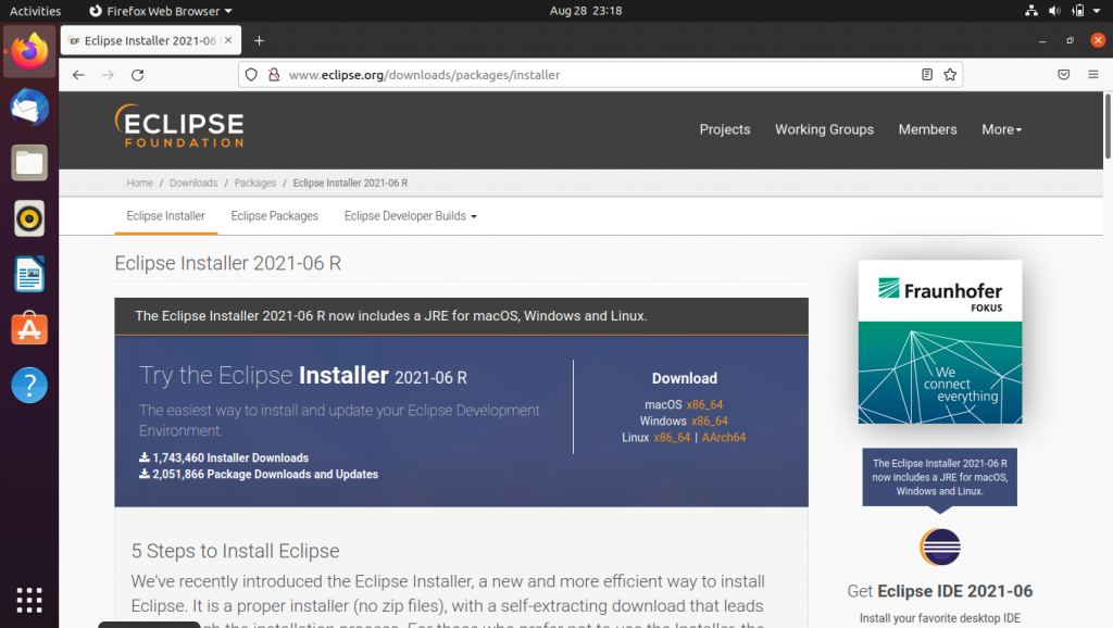 Eclipse Installer Web Page