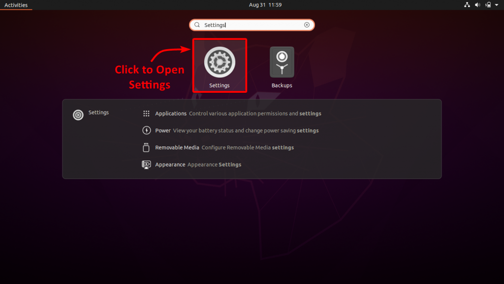 Open Settings