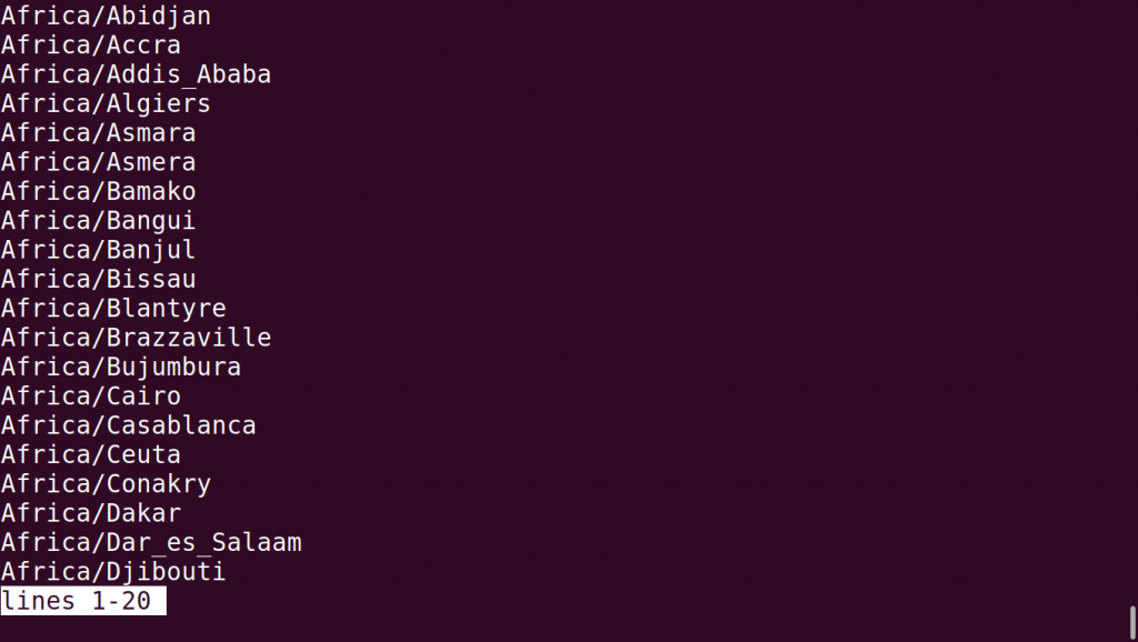 Timedatectl List Timezones Output