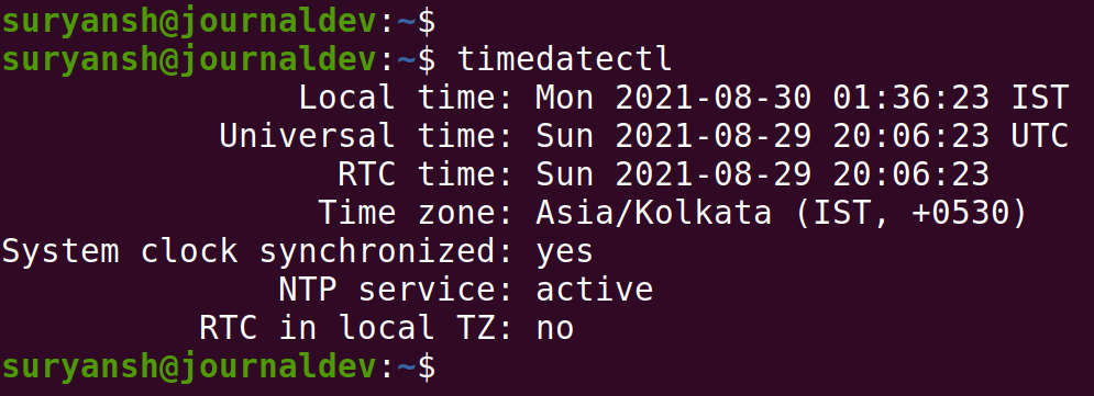 Timedatectl Output