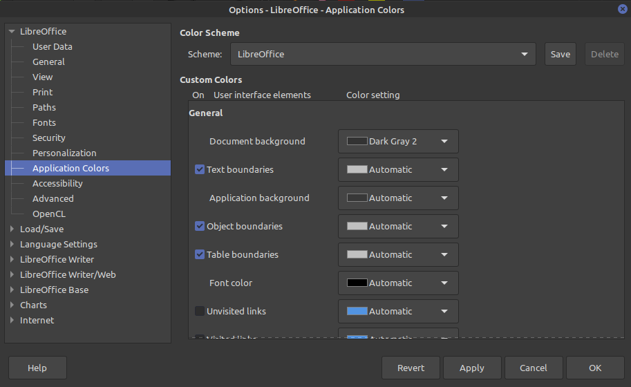 Libreoffice Color Scheme