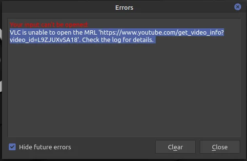 VLC is unable to open the MRL