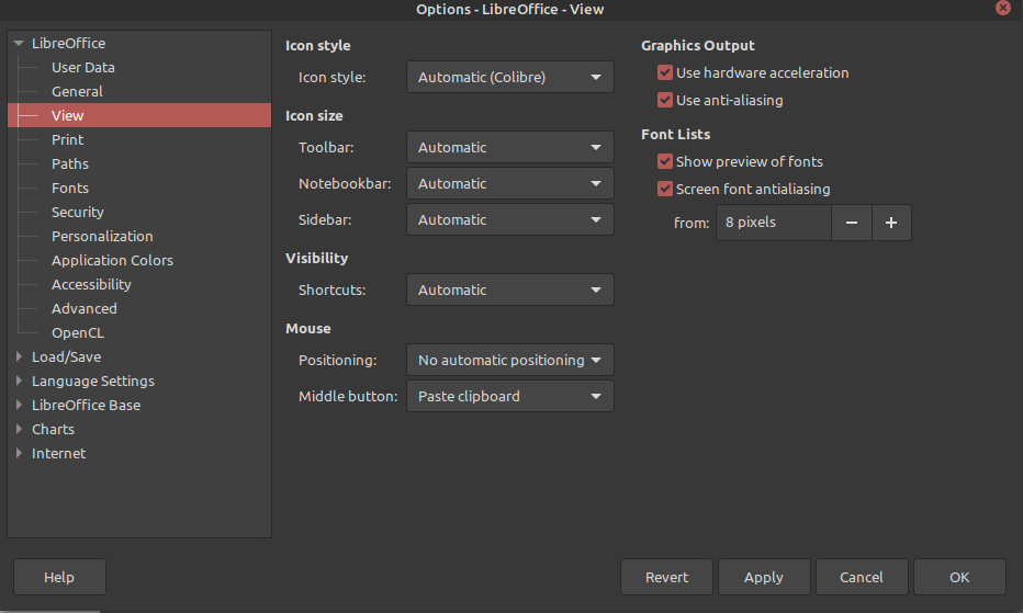 Libreoffice Icon Options