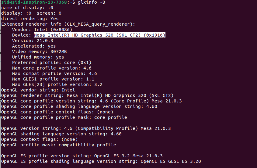 running the command will give you more information about your hardware