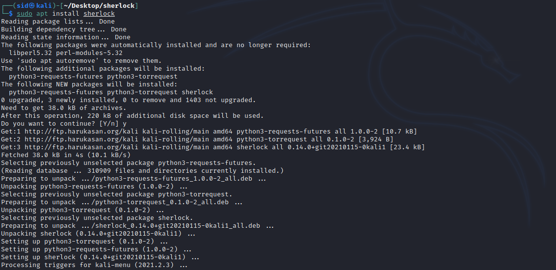 Using Sherlock How to install and use sherlock in Kali Linux? - LinuxForDevices