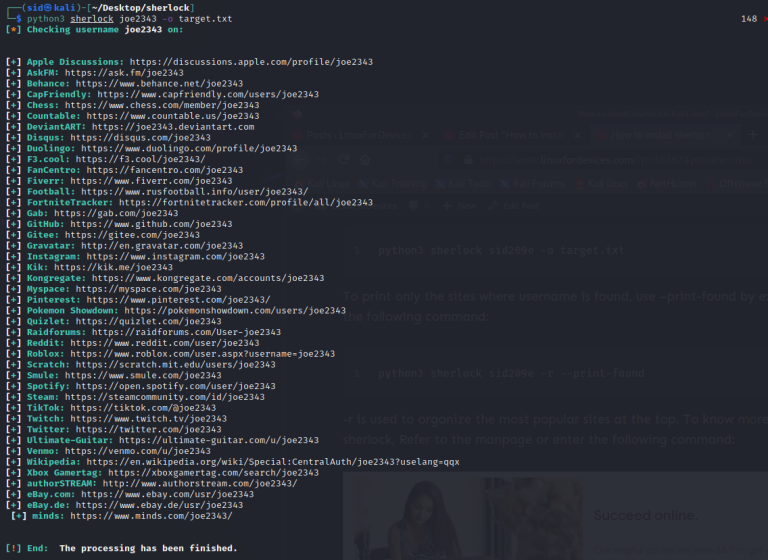 How to install and use sherlock in Kali Linux? - LinuxForDevices