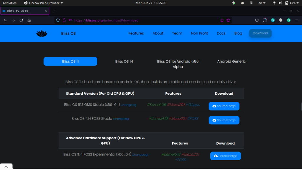 Bliss OS Download Page