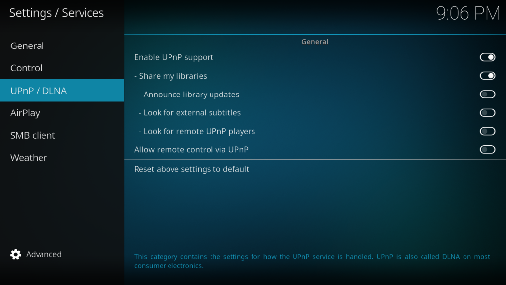 Enable UPnP 