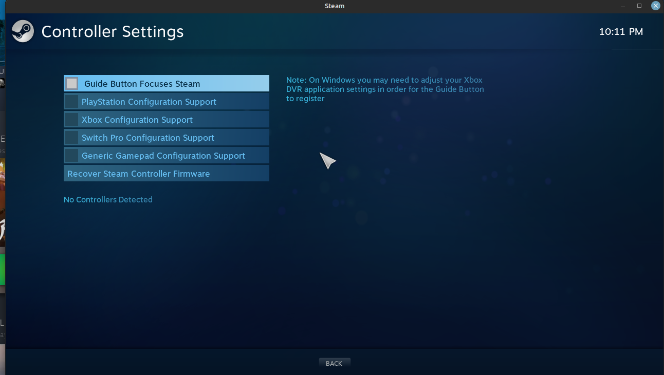 Controller Settings Steam Linux Mint