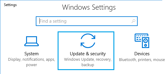 Update And Security Settings Windows 10