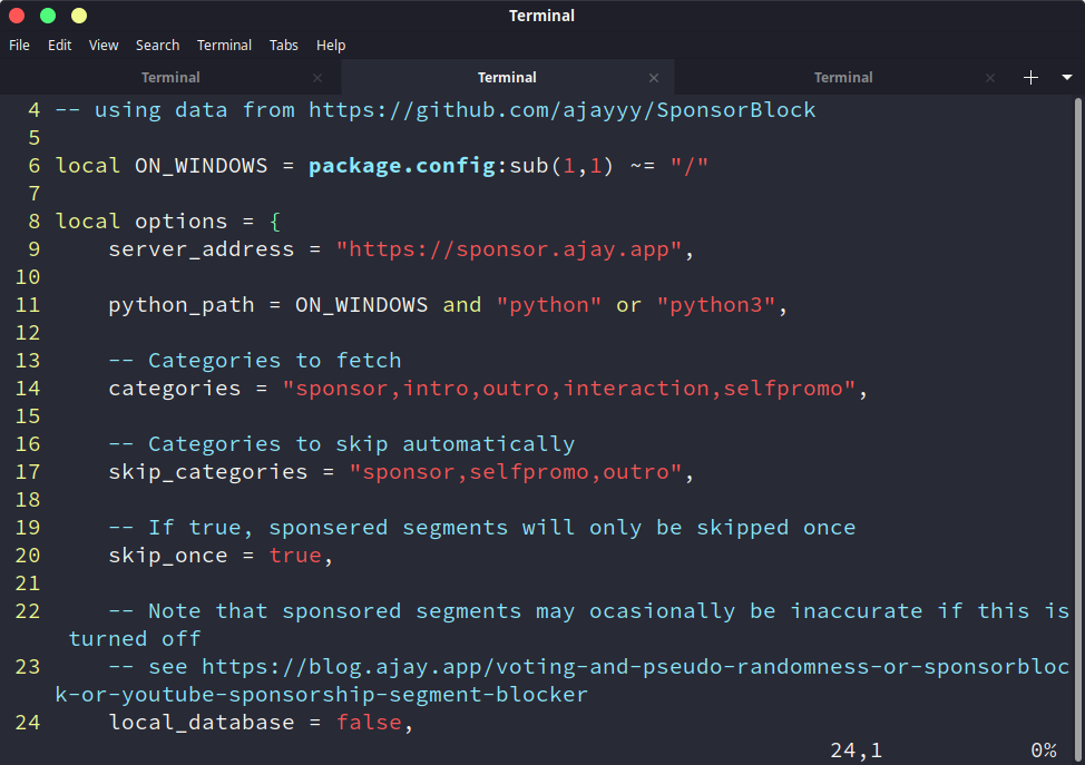 Configuring SponsorBlock