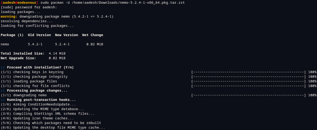 Downgrade Packages From Arch Linux Archive