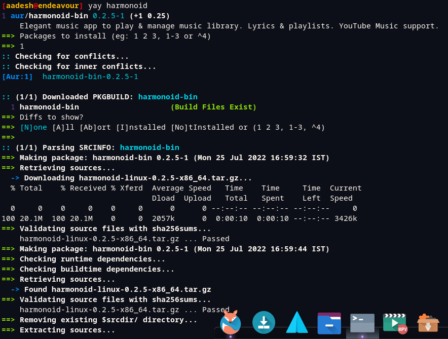 Installing Harmonoid Player In Arch Based Distributions