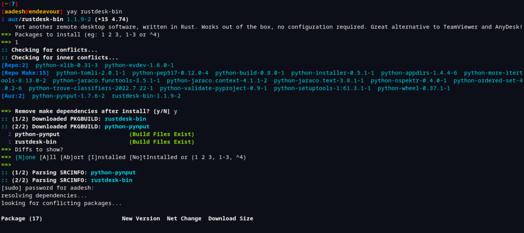 Installing Rustdesk From The AUR