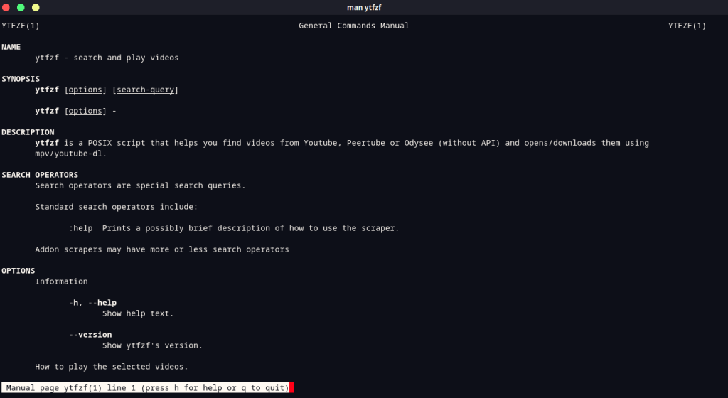 Manual Page Of Ytfzf