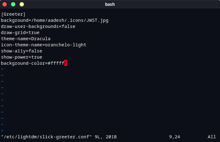 Modified Config File To Change LightDM Theme And Background