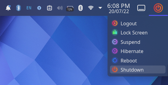 Compact Shutdown Kde