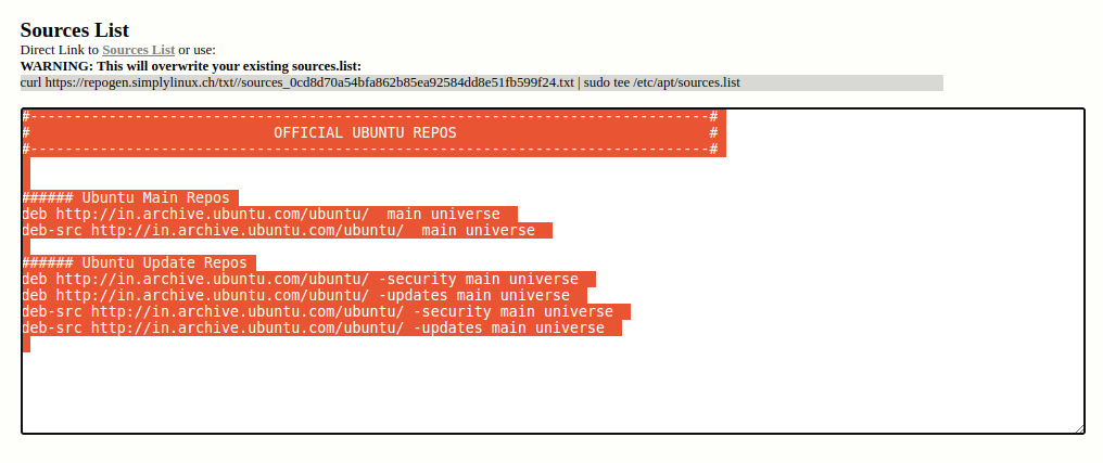 Sources List Generator Repogen