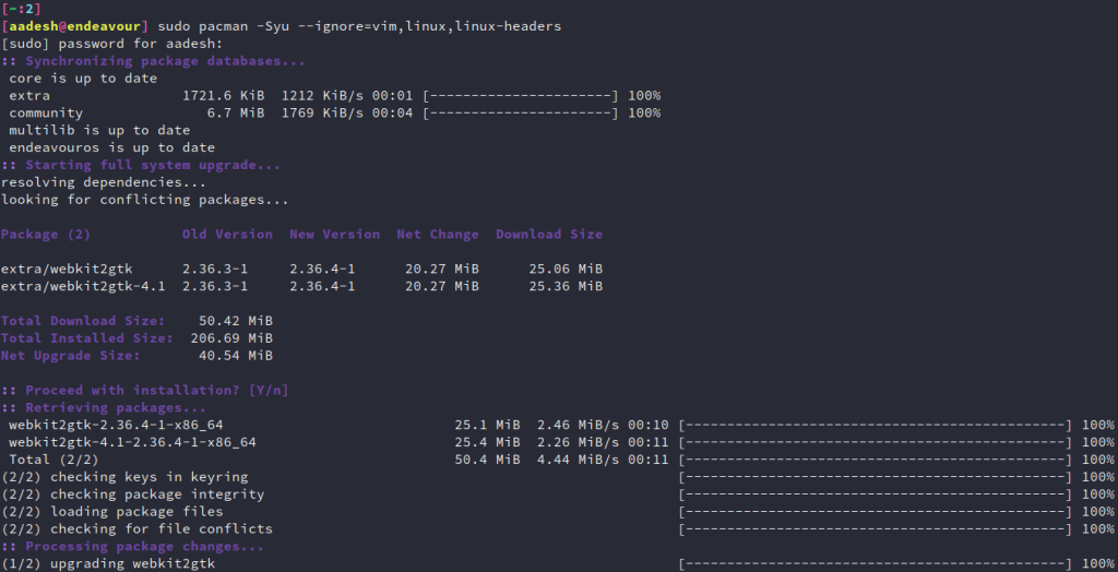 Upgrading Arch Linux While Excluding Packages