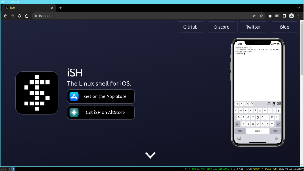 iSH App Website