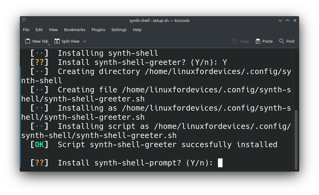 Synth Shell Prompt