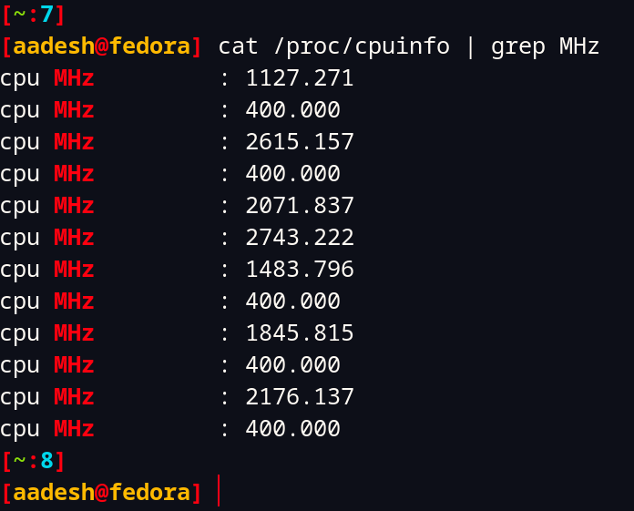 Fetch The Frequency Of Individual Cores Of Your CPU