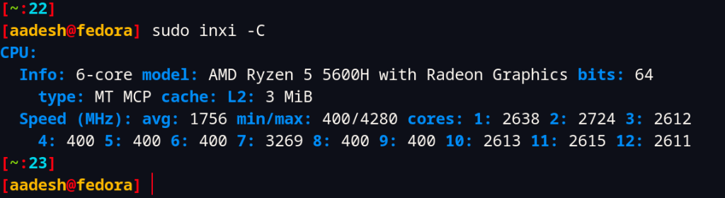 Using The Inxi Script To Display The CPU Frequency