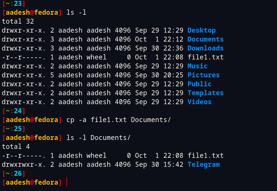 Copying The Text File While Maintaining Permissions And Ownership Using The Cp Command